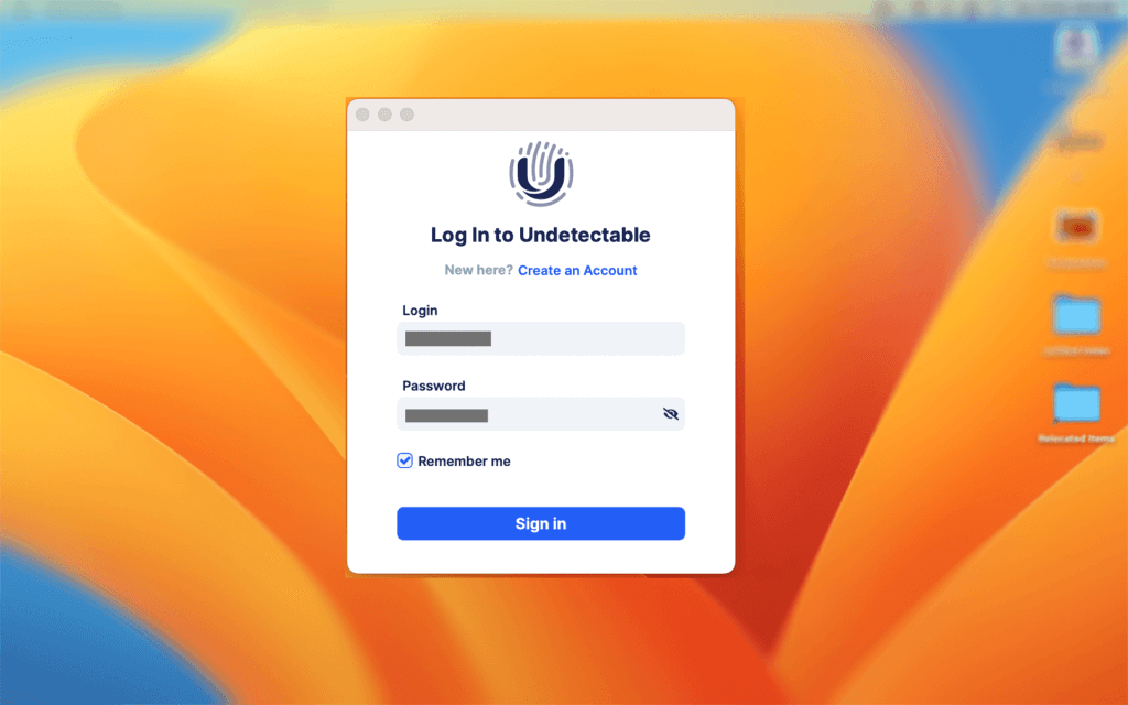 login into account
