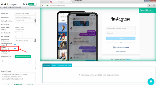 Instagram-Scraping-Tool-Schnittstelle zur Datenextraktion.
