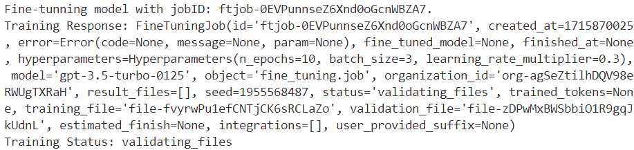 Beispiel der vom obigen Code generierten Informationen