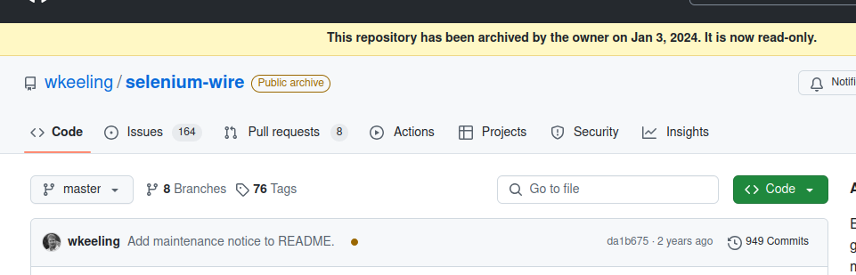 SeleniumWire Deprecation