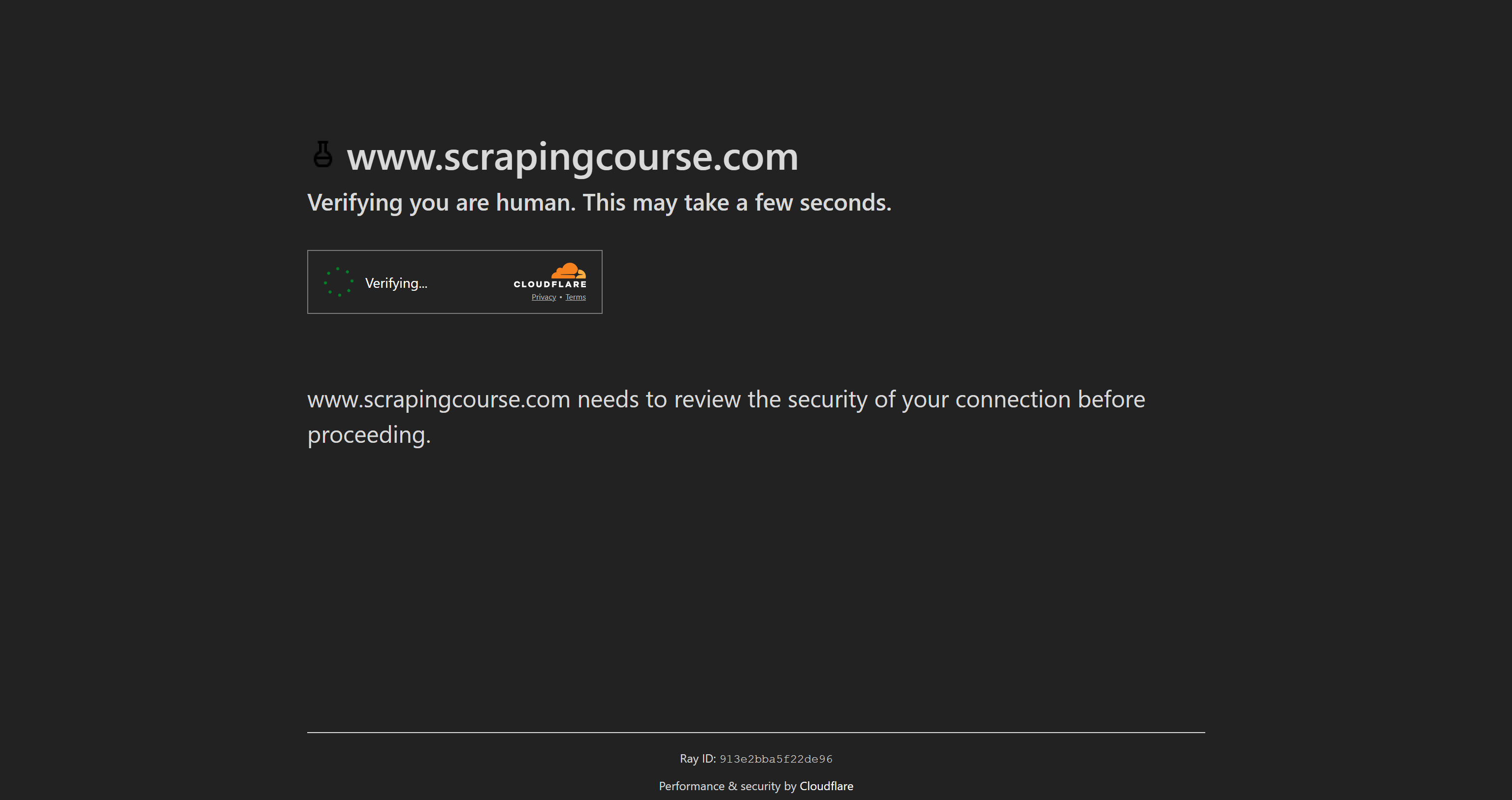 The target page with Cloudflare protection
