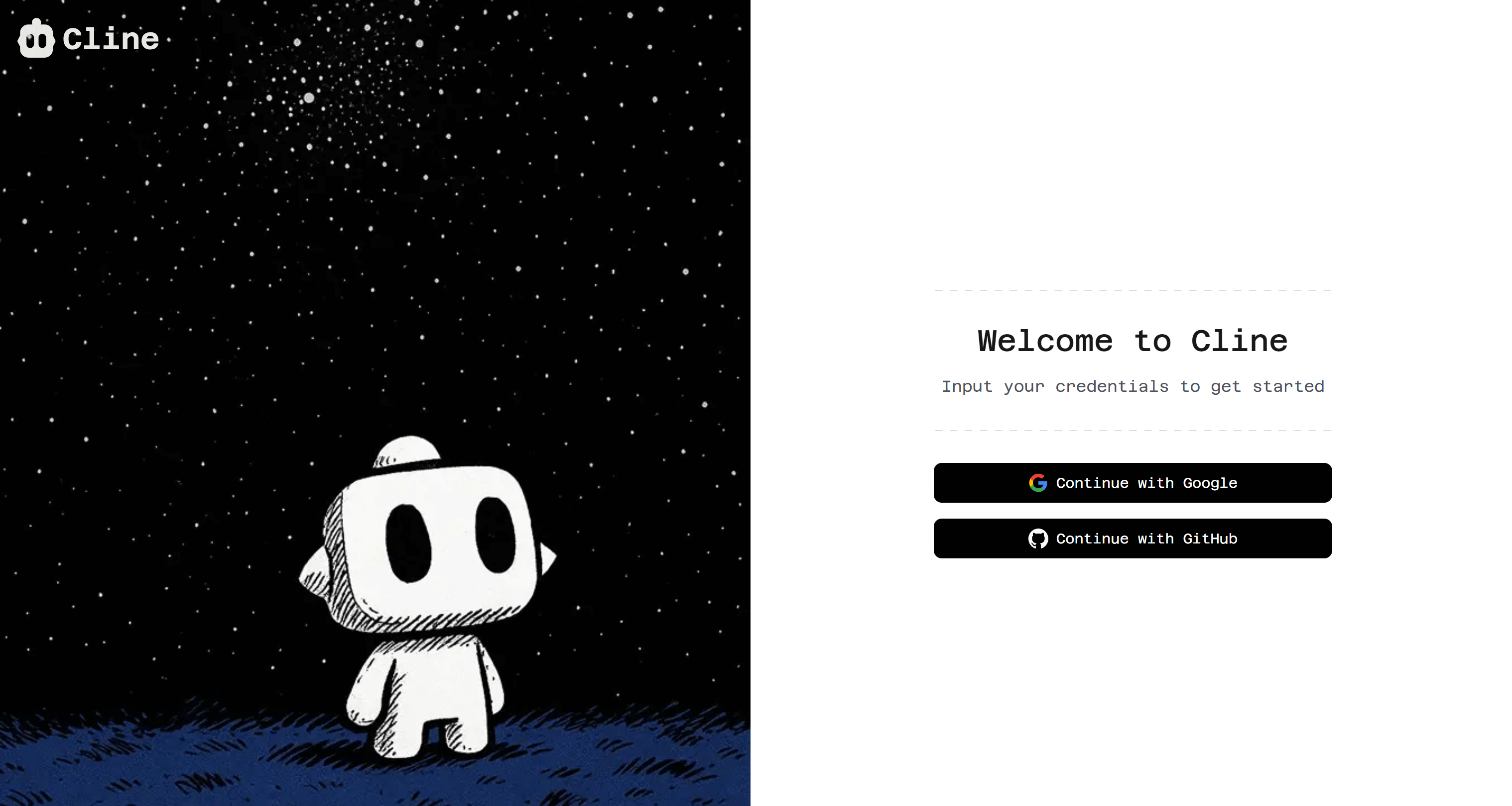 Die Cline Login / Kontoerstellungsseite