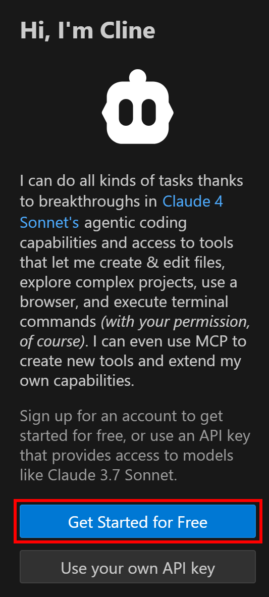 Klicken Sie auf die Schaltfläche "Get Started for Free".