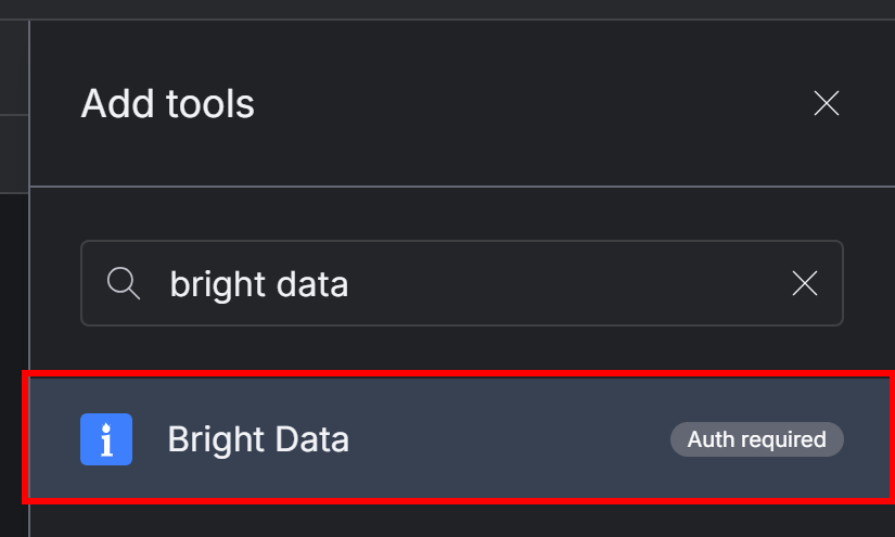 Auswählen des Bright Data-Anschlusses