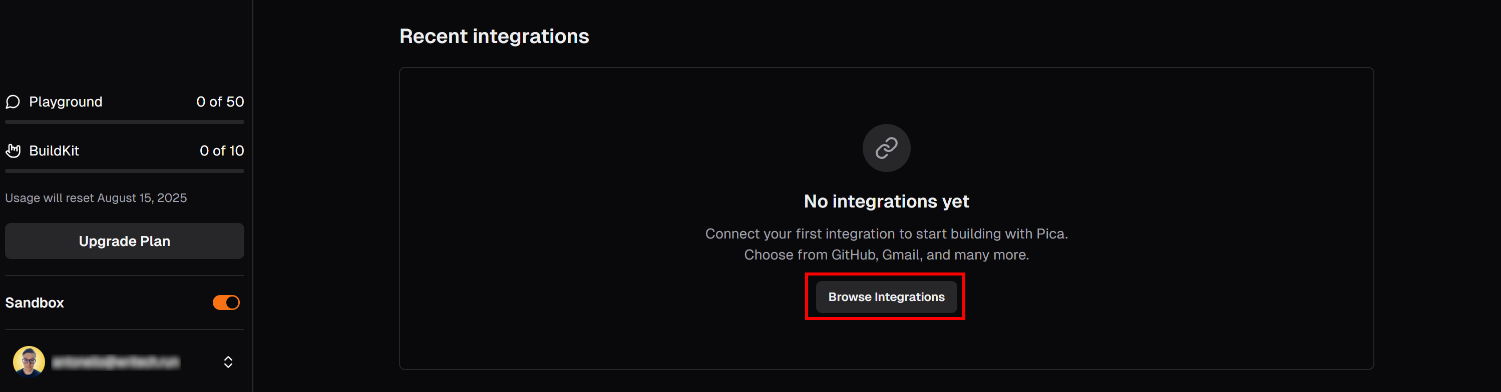 Klicken Sie auf die Schaltfläche "Integrationen durchsuchen".