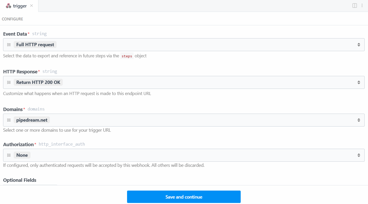 Die Webhook-Trigger-Einstellungen