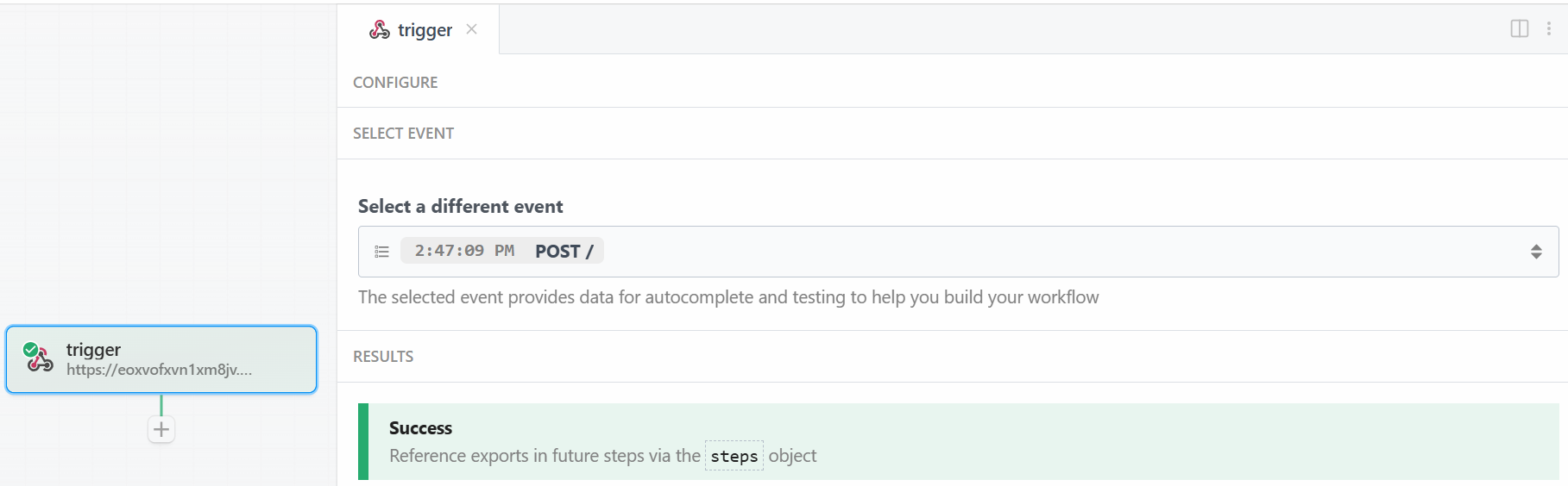 Erfolgreicher Test des Webhook-Triggers