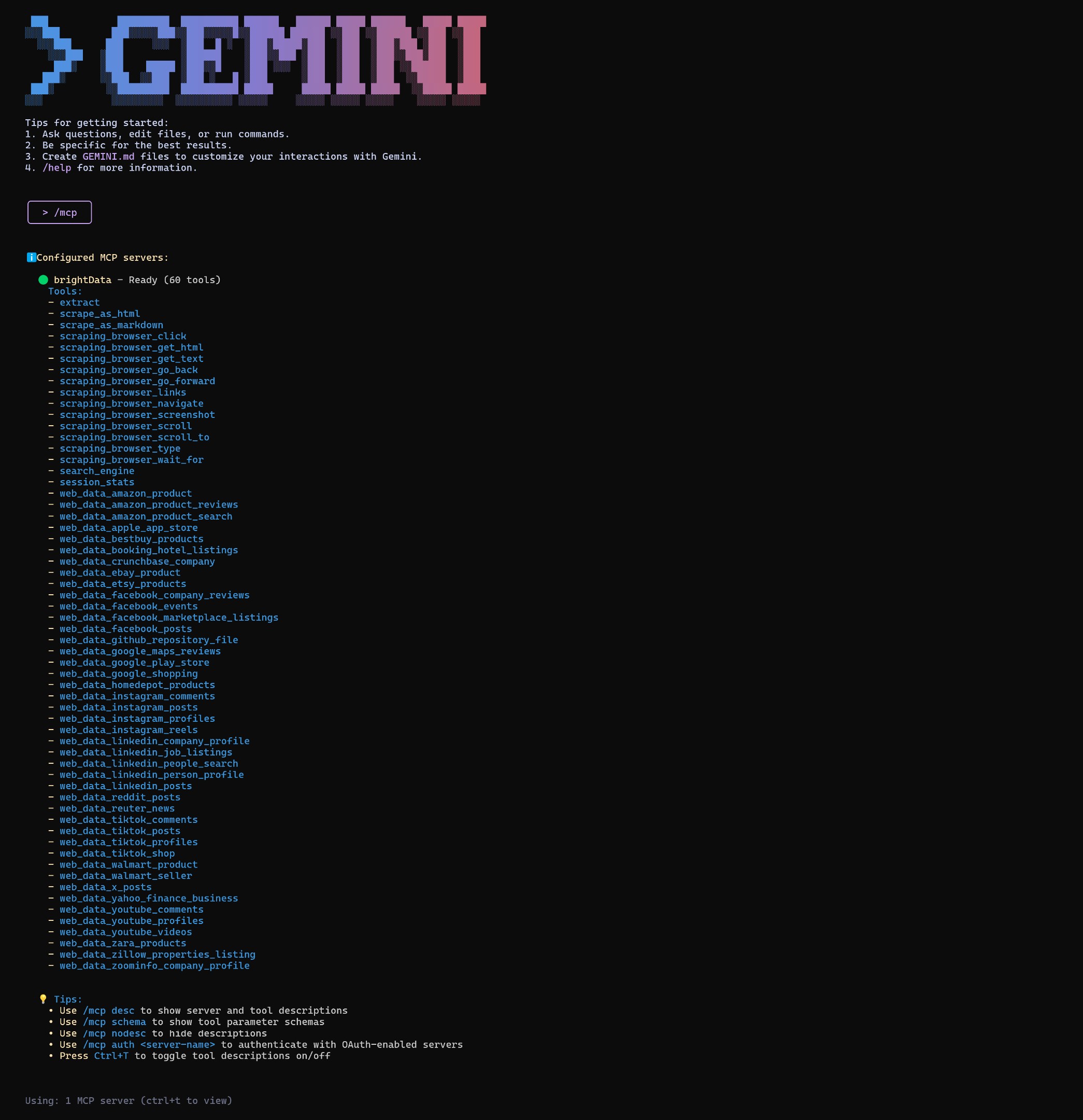 Die Integration des Bright Data Web MCP-Servers in die Gemini CLI