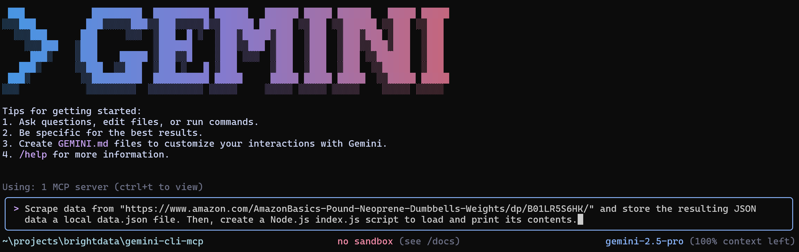 Die Eingabeaufforderung in der Gemini CLI