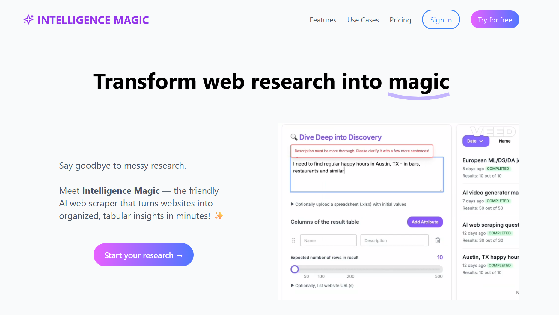 Website von Intelligence Magic
