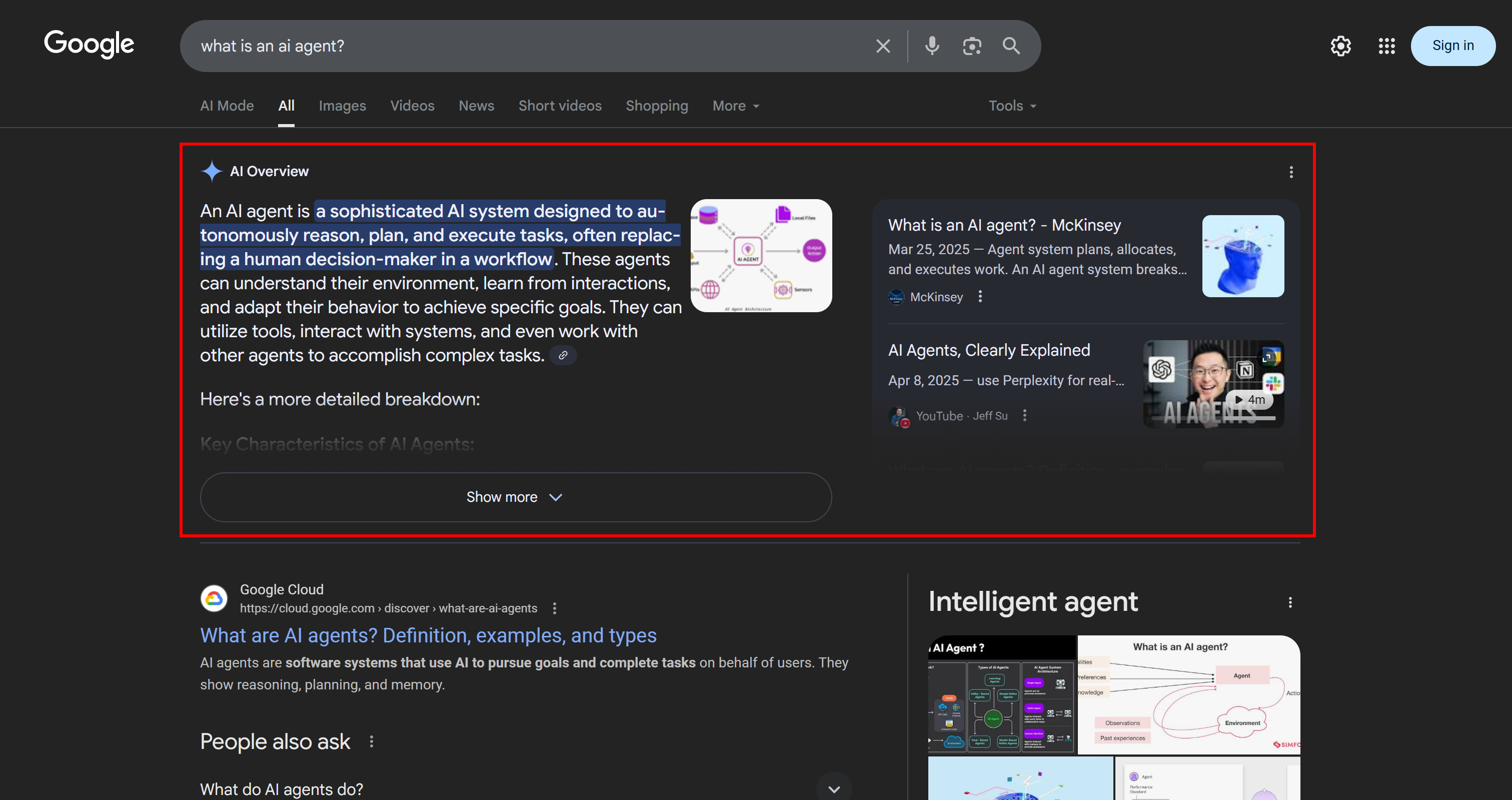 Ein Beispiel für eine Google AI-Übersicht