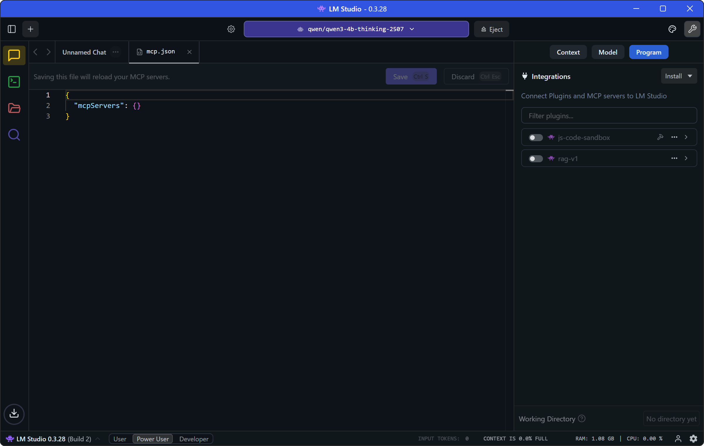 The initial mcp.json file