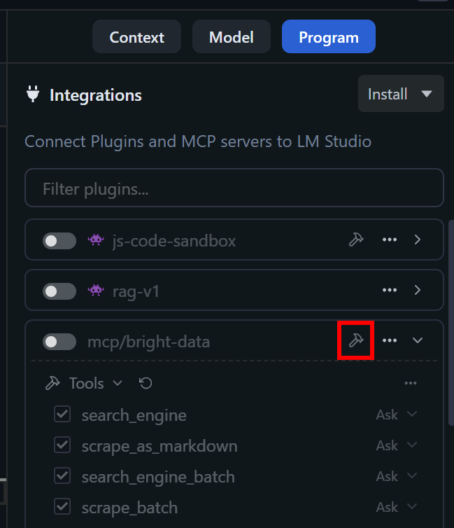 Clicking the “View plugin's tools” button