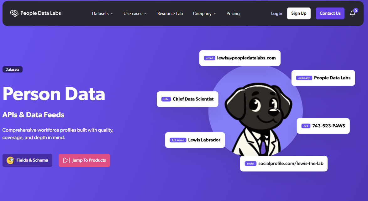 People Data Labs person data page