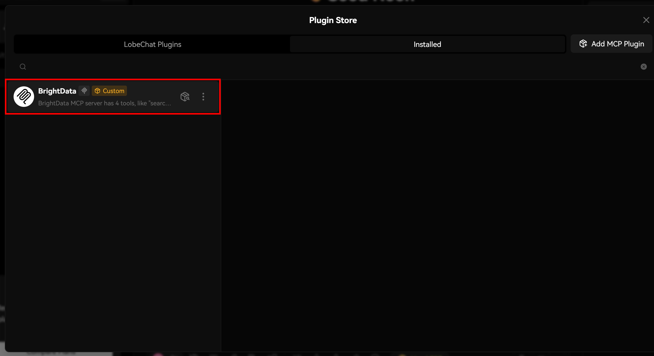 Note the installed custom plugin