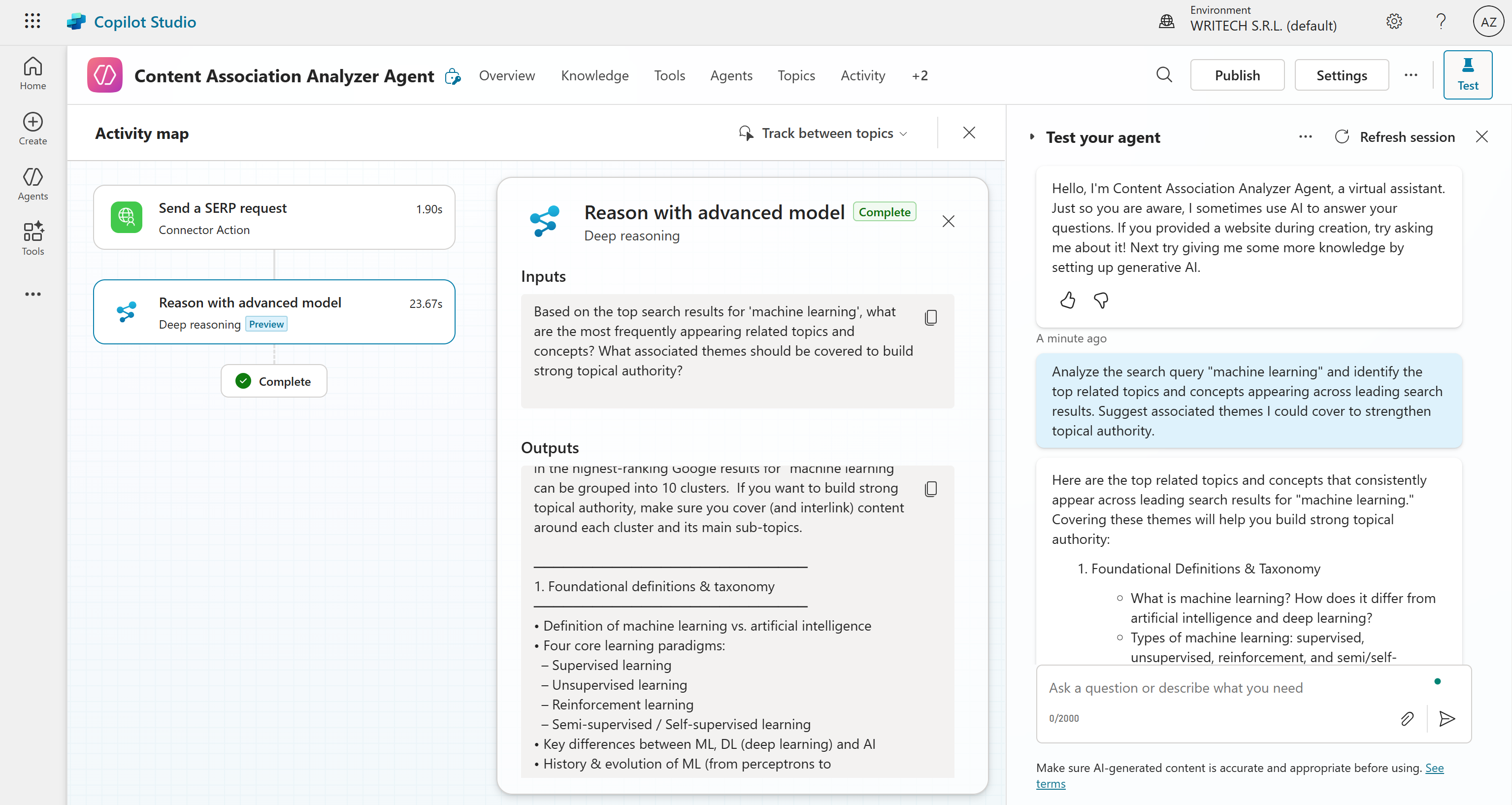 The dashboard after AI agent execution