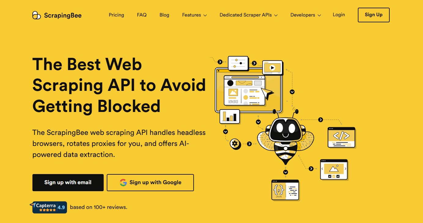 ScrapingBee's homepage