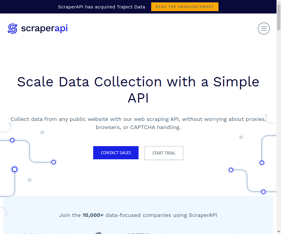ScraperAPI-Startseite